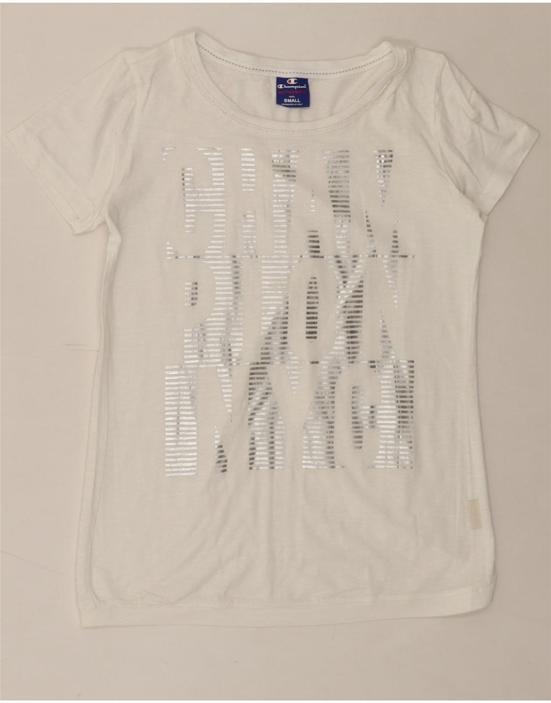 CHAMPION Womens Graphic T-Shirt Top UK 10 Small White Vintage Champion and Second-Hand Champion from Messina Hembry 