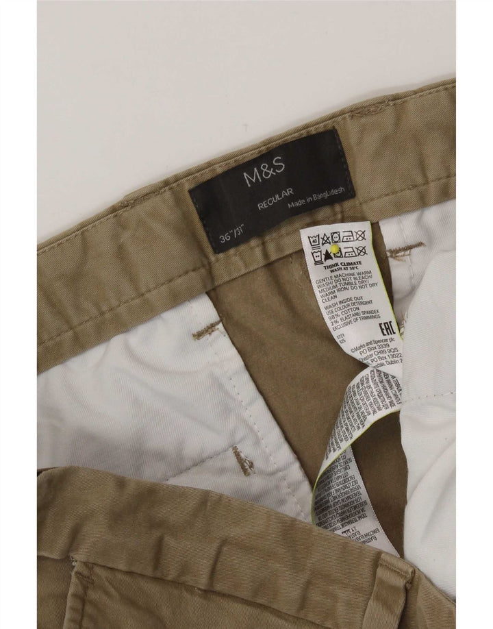 Marks & Spencer Herre Regular Fit Chinobukser W36 L31 Khaki Bomuld