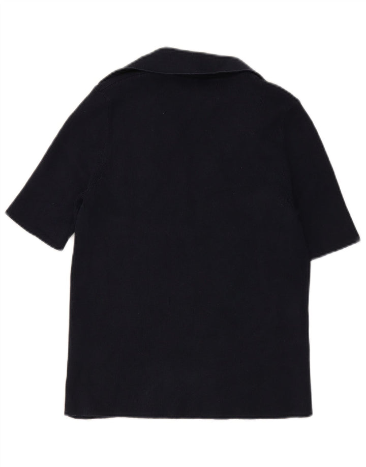 Marks & Spencer Dame Polo Shirt UK 12 Medium Navy Blue Bomuld
