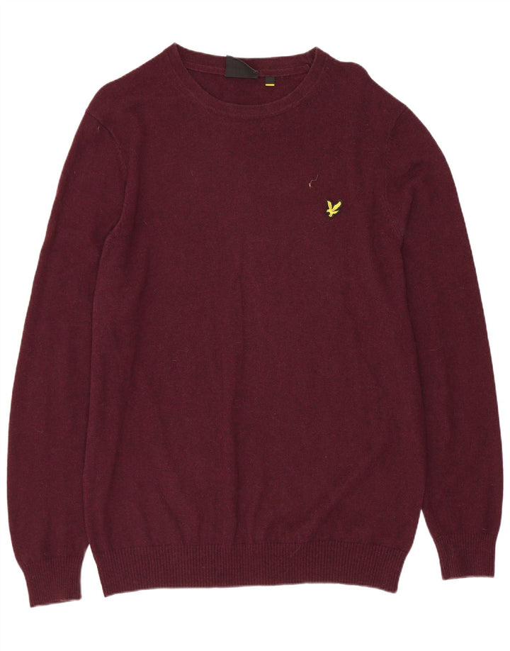 LYLE & SCOTT Herre sweater med rund hals, stor rødbrun bomuld