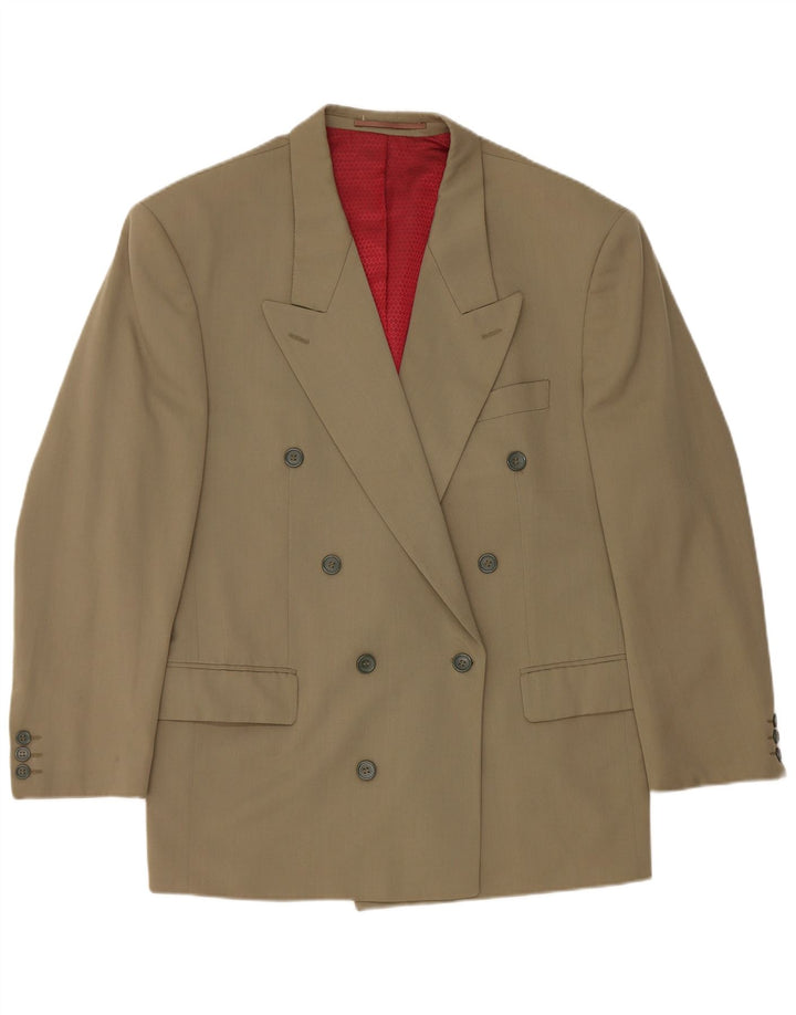 Vintage Dame Dobbeltradet Blazer Jacket UK 40 Large Khaki Wool