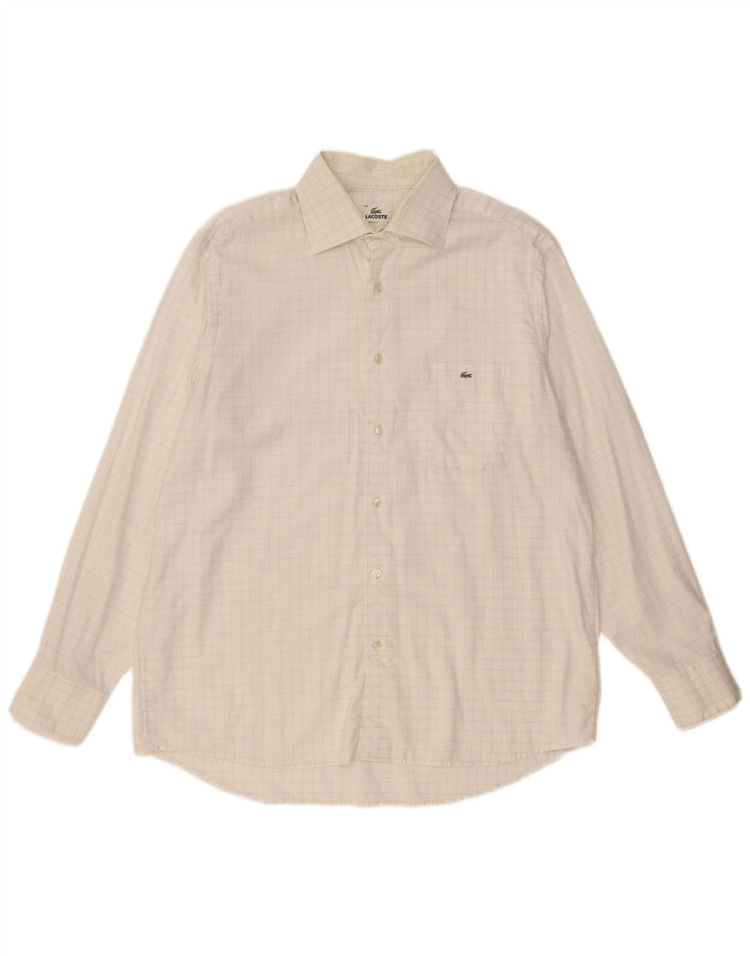 Lacoste herreskjorte str. 44 XL Hvid ternet bomuld