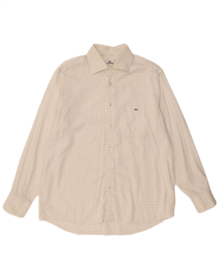 Lacoste herreskjorte str. 44 XL Hvid ternet bomuld