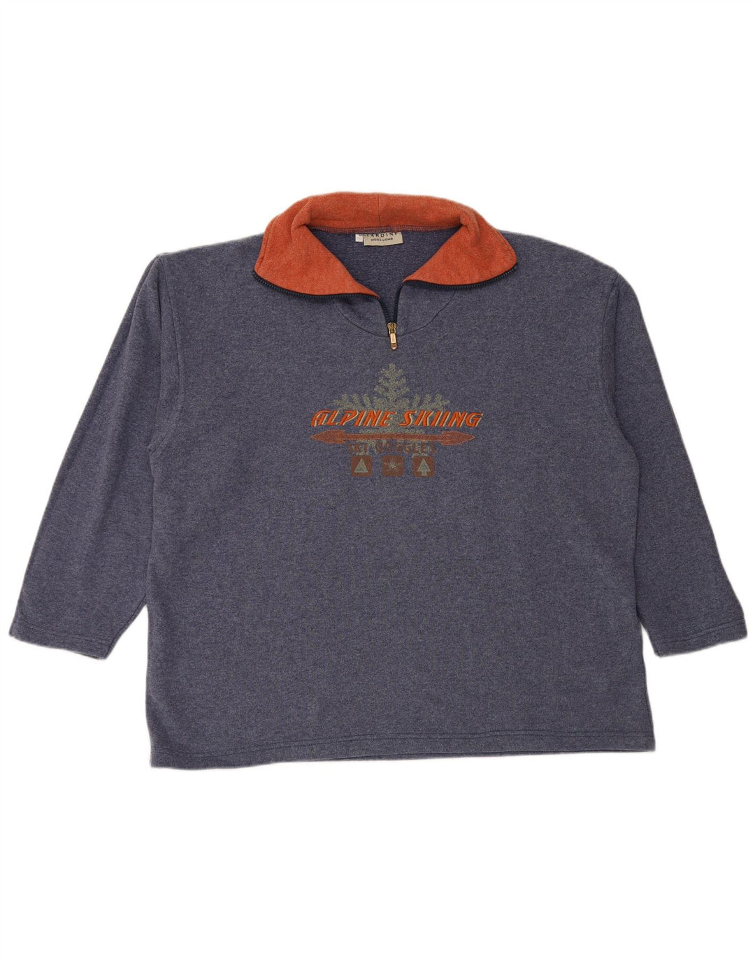 TARDINI Mens Graphic Zip Neck Sweatshirt Jumper 2XL Blue Cotton