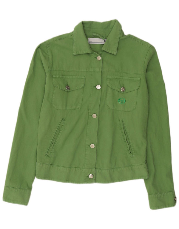 Sergio Tacchini Dame Milano Crop Utility Jacket UK 12 Medium Green Cotton