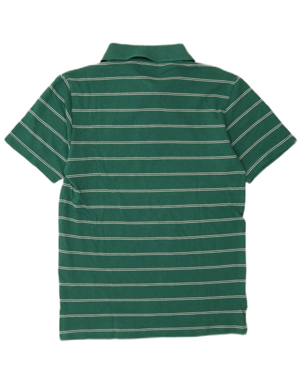 Asics Boys Polo Shirt 13-14 Years Medium  Green Striped Cotton