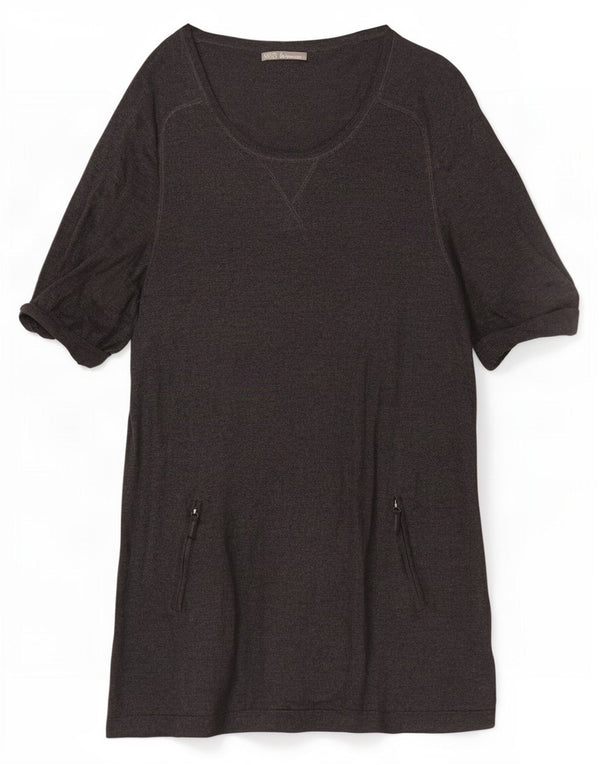 Marks & Spencer Dame Kortærmede Jumper Kjole UK 16 Stor Grå Viscose