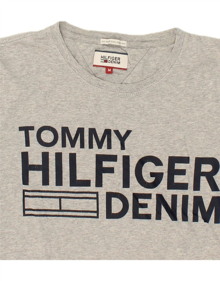 TOMMY HILFIGER Mens Graphic T-Shirt Top Medium Grey Cotton Vintage Tommy Hilfiger and Second-Hand Tommy Hilfiger from Messina Hembry 