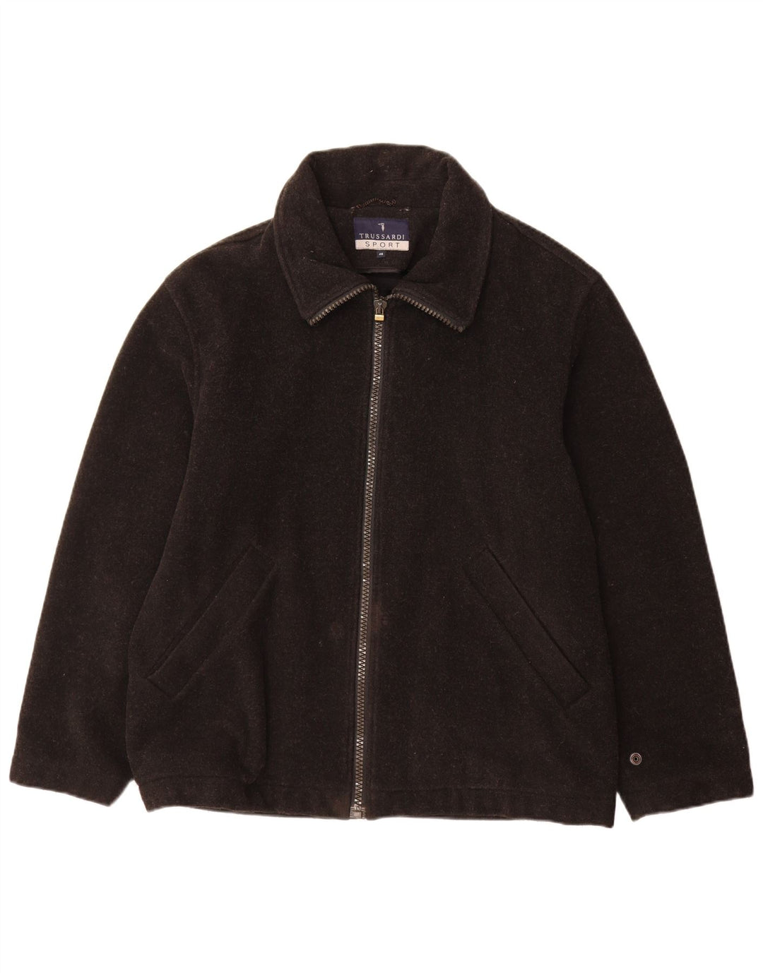 Trussardi Herre Loose Fit Windbreaker Coat IT 46 Small Black Wool