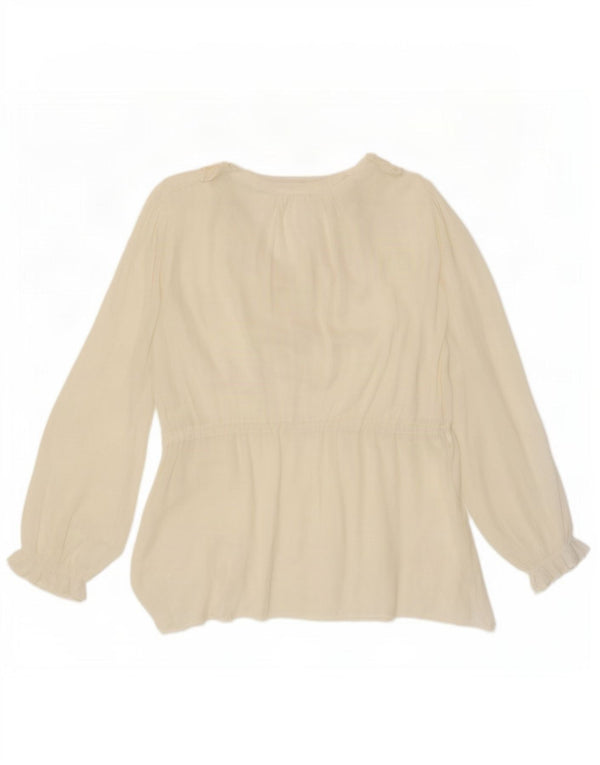 Zara Dame Langærmet Bluse Top UK 10 Small Off White Polyester