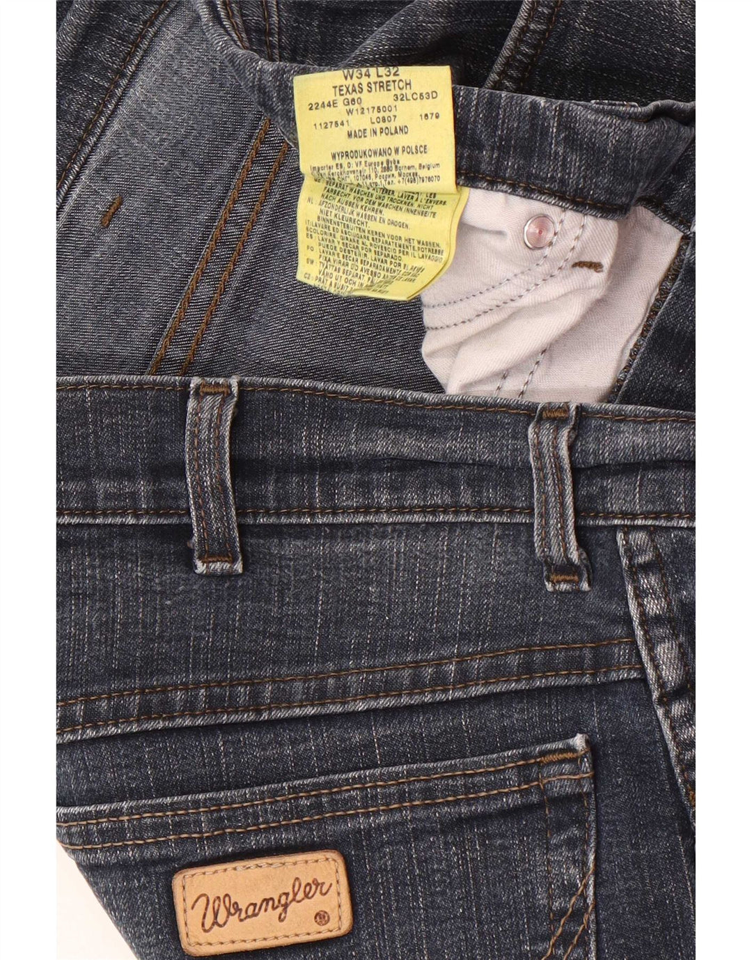 Wrangler Herre Texas Stretch Straight Jeans W34 L32 Blå Bomuld