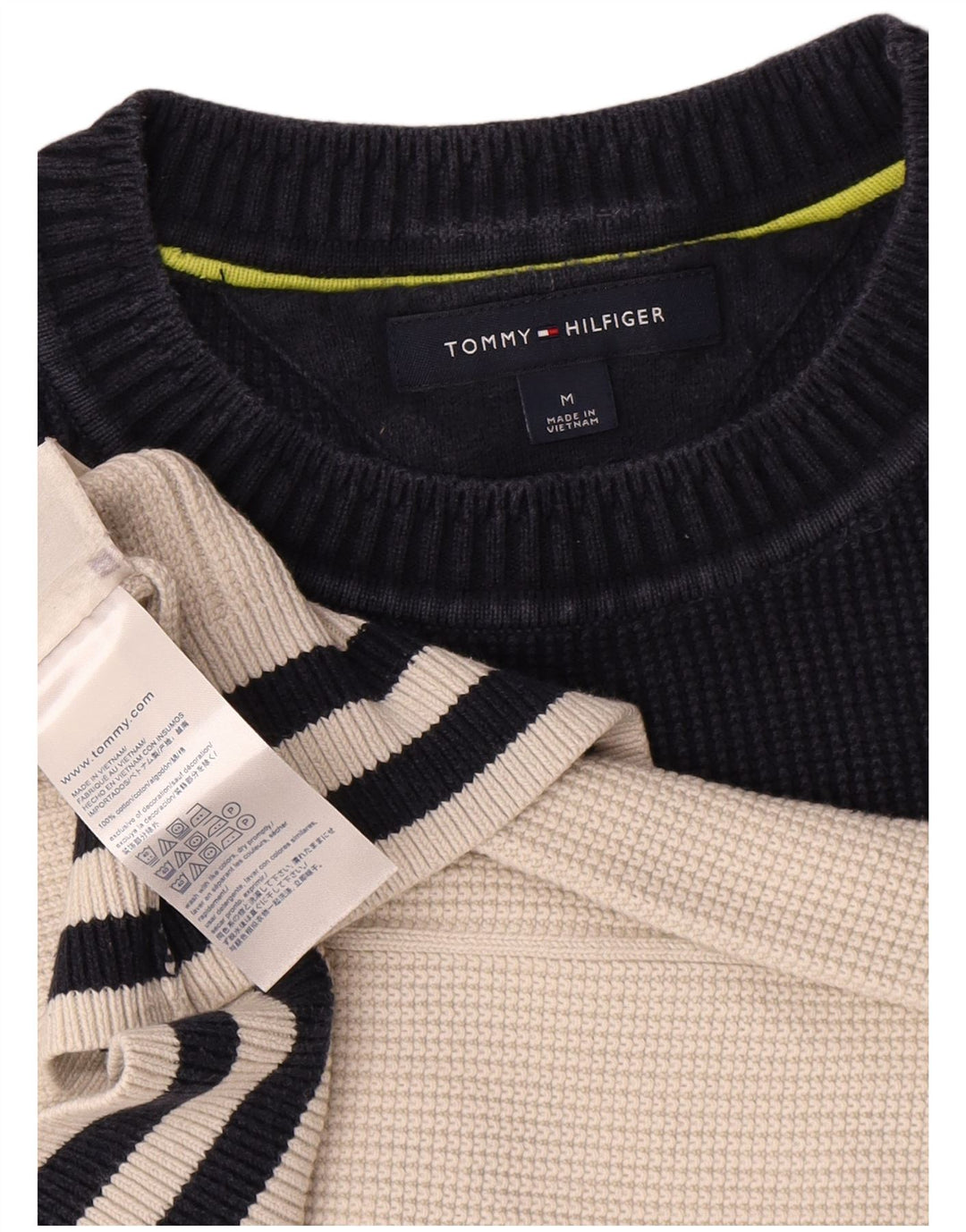 Tommy Hilfiger Herre Crew Neck sweater Medium Off White Colourblock