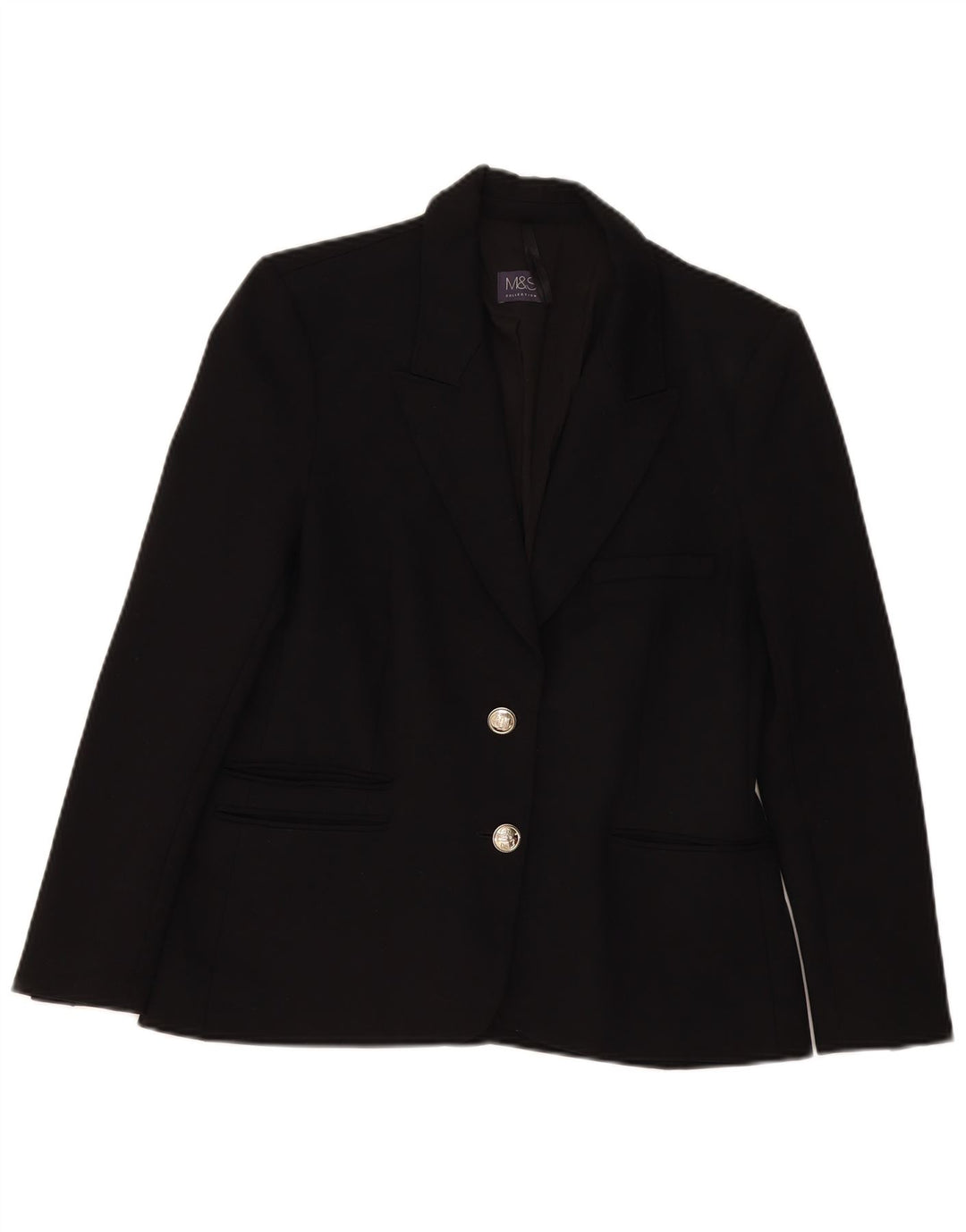 Marks & Spencer Dame 2 Button Blazer Jacket UK 12 Medium Black Viscose
