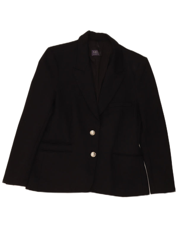 Marks & Spencer Dame 2 Button Blazer Jacket UK 12 Medium Black Viscose