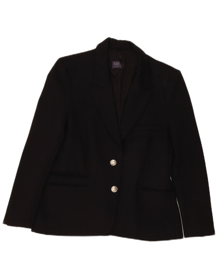 Marks & Spencer Dame 2 Button Blazer Jacket UK 12 Medium Black Viscose