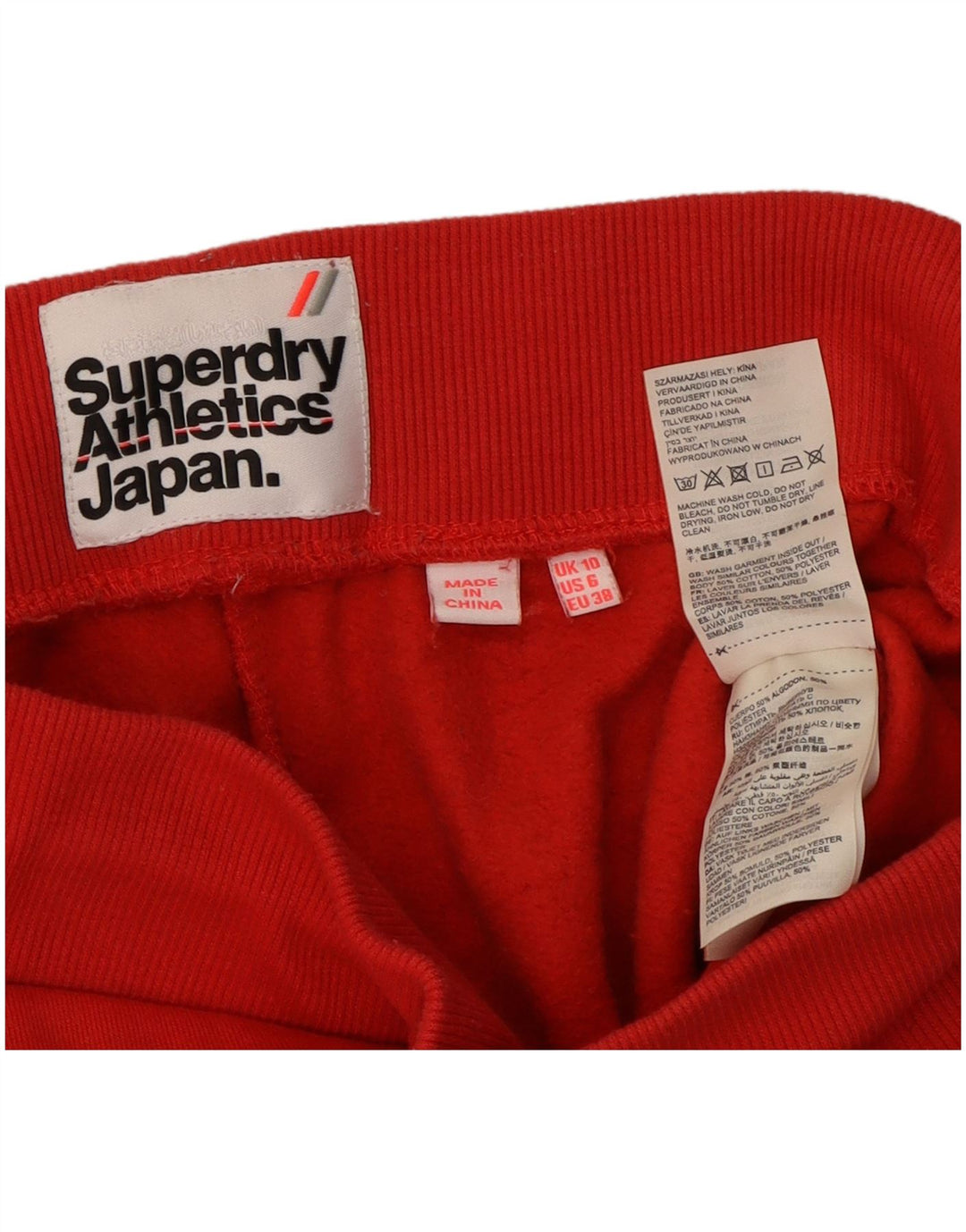 SUPERDRY Træningsdragt til kvinder Joggers UK 10 Small Red Bomuld