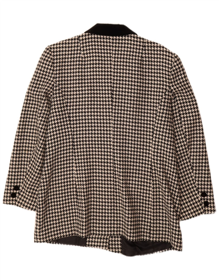 Vintage 3-knaps blazerjakke til kvinder EU 44 XL Sort Houndstooth