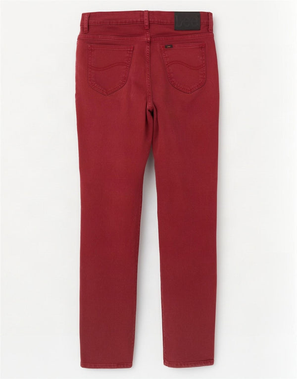 Lee Herre Rider Straight Slim Jeans W31 L32 Bourgogne bomuld