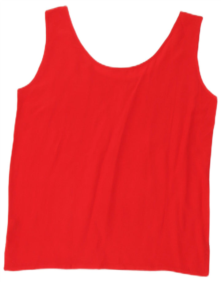 VINTAGE Damevest Top UK 10 Lille Rød Silke