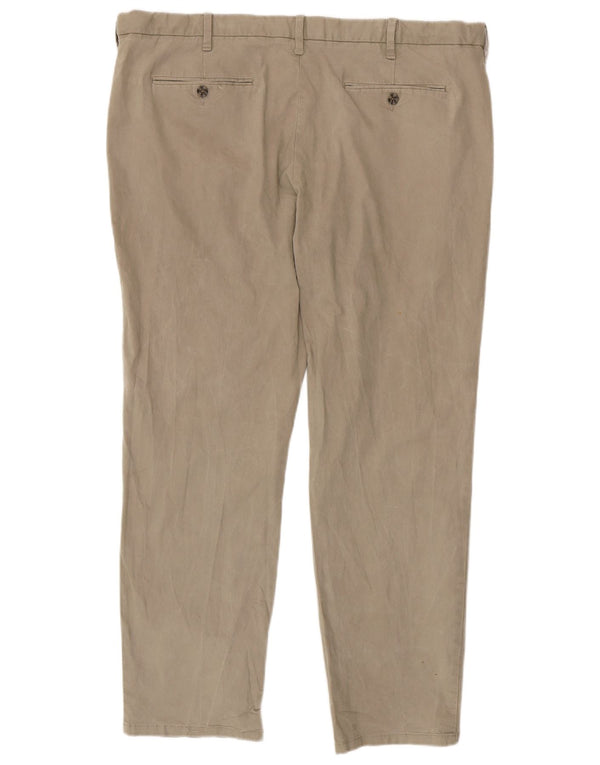 Marks & Spencer Herre Lige Regular Chino Bukser W42 L31 Beige Bomuld