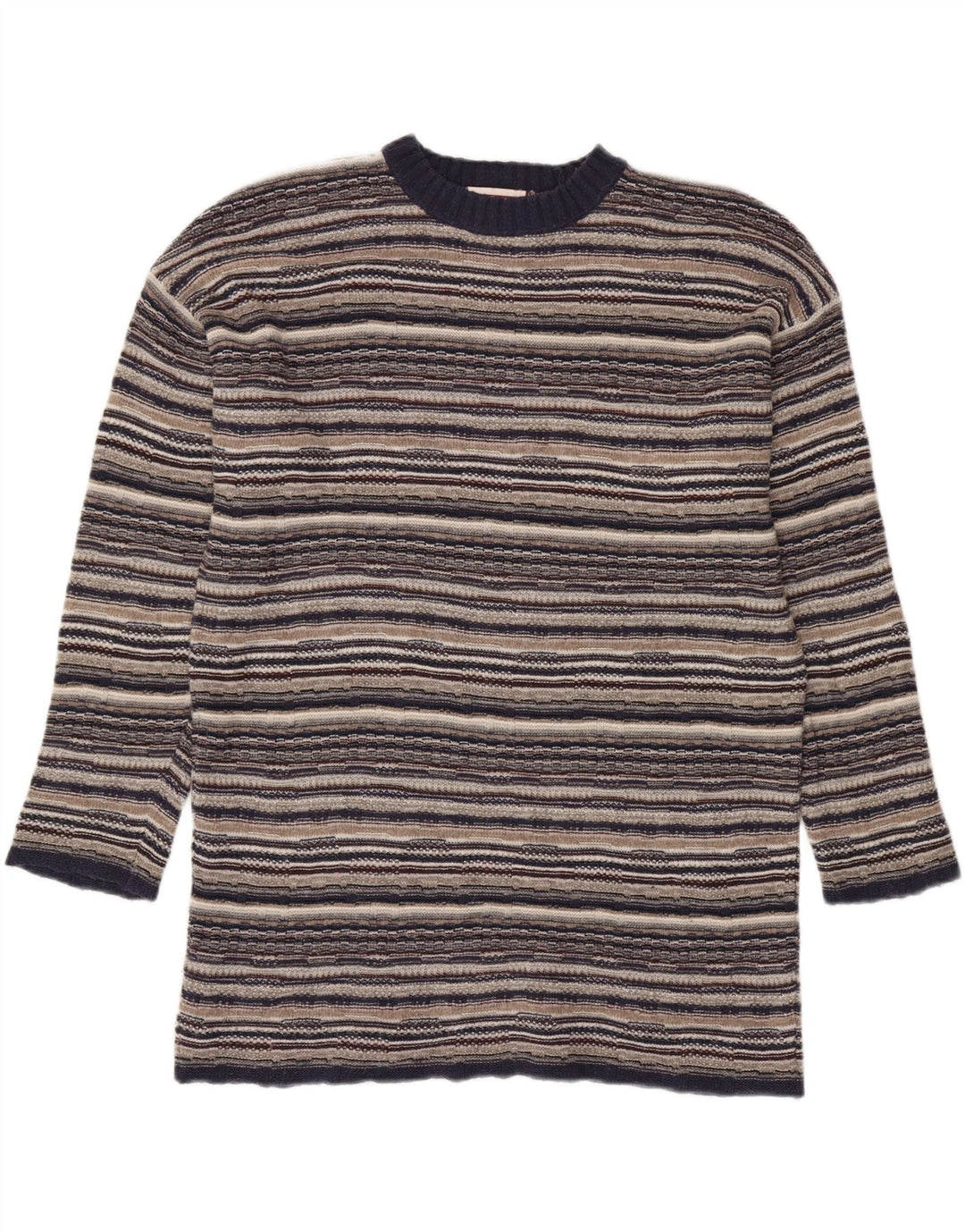 STEFANEL Dame sweater med rund hals DK 14 Stor flerfarvet stribet