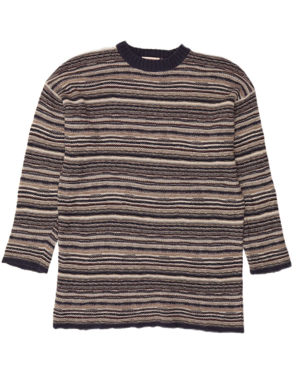 STEFANEL Dame sweater med rund hals DK 14 Stor flerfarvet stribet
