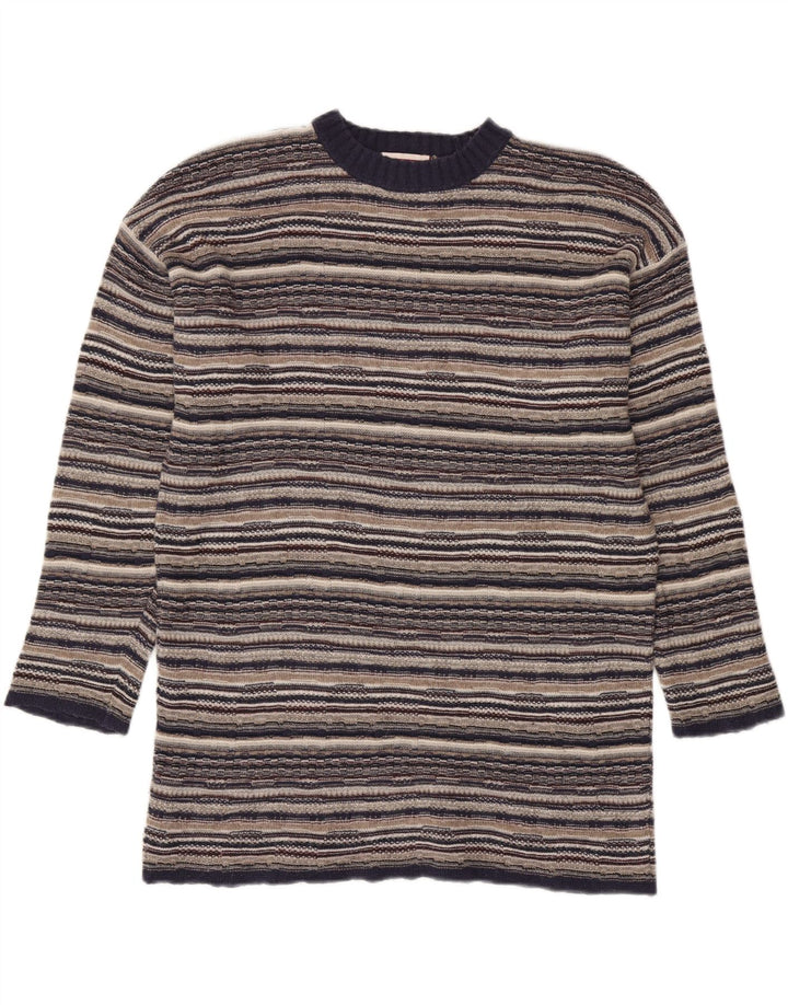 STEFANEL Dame sweater med rund hals DK 14 Stor flerfarvet stribet