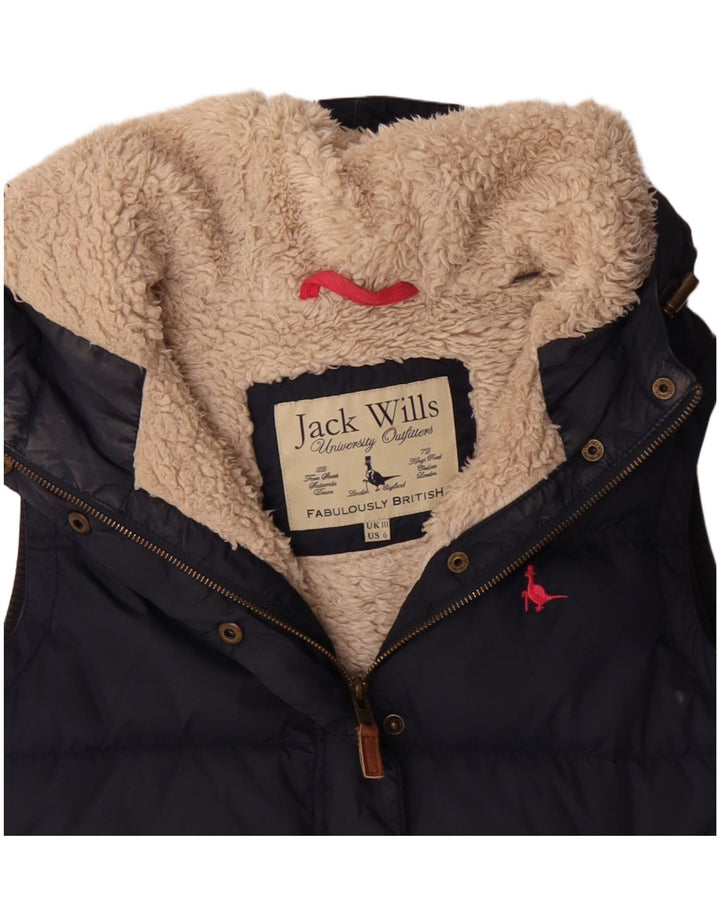 JACK WILLS Dame Oversized Hætte Polstret Gilet UK 10 Small Navy Blue