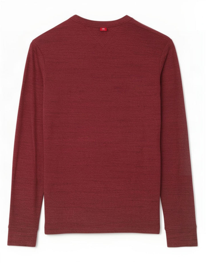 Tommy Hilfiger Herre Top Langærmet Medium Bourgogne Flecked Bomuld