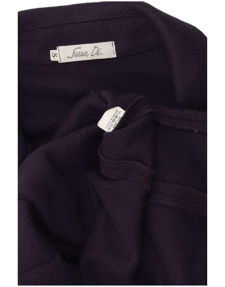 Vintage damestrikket 2-knaps blazerjakke UK 10 Lille lilla polyester