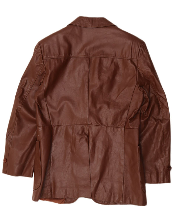 Jean Pierre Herre 2-knaps læderblazerjakke UK 38 Medium Brun