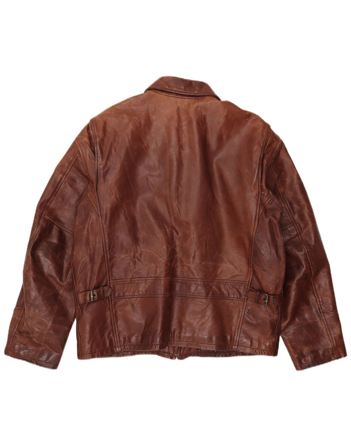 Vintage herre læderjakke IT 52 XL brunt læder