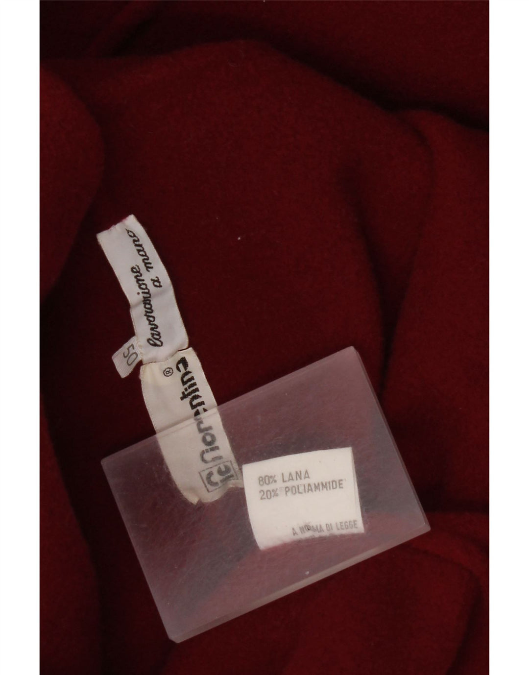 Vintage Dame Oversized Dobbeltradet Frakke IT 50 XL Rød Uld