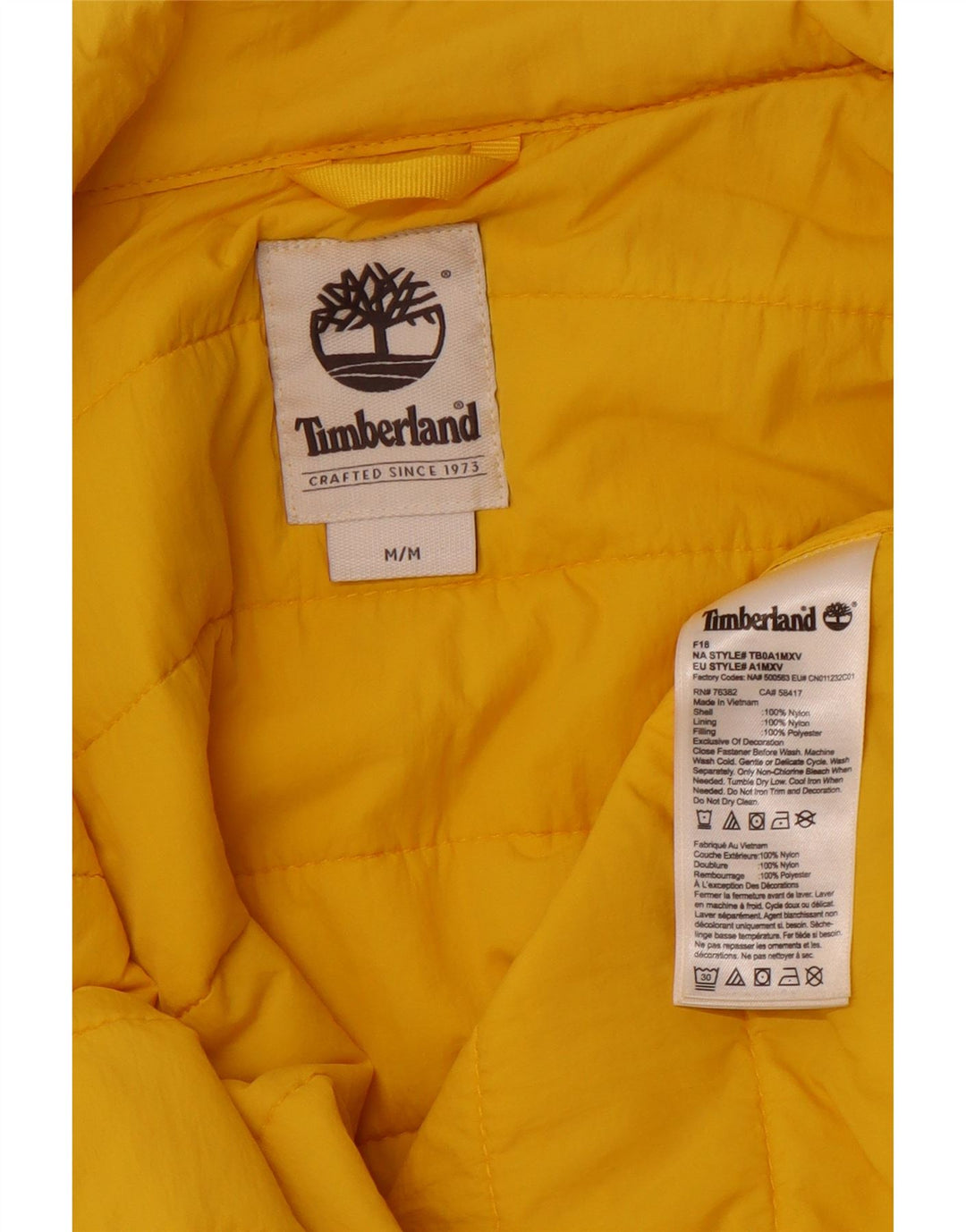 TIMBERLAND Polstret herrejakke UK 38 Medium Gul Nylon