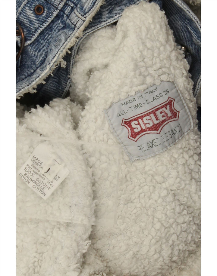 Sisley Herre Denim Sherpa Jacket UK 40 Large Blue Cotton