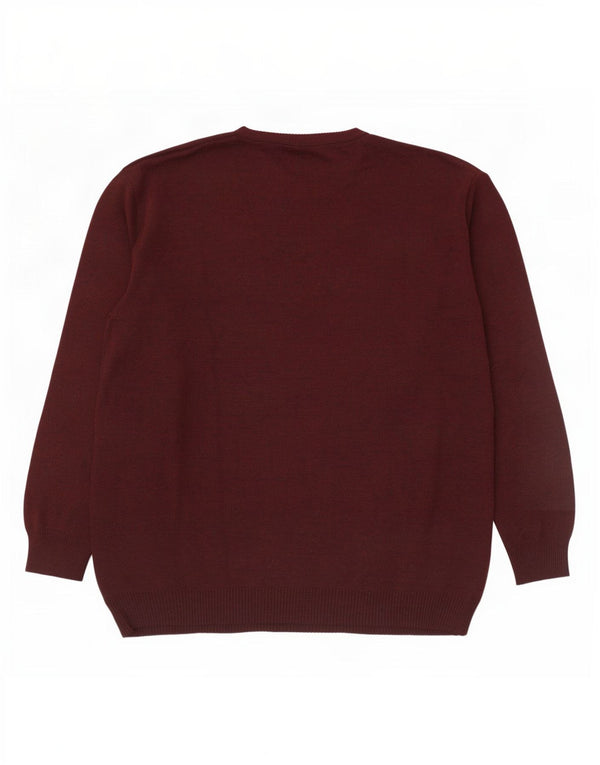 Bernardini Herre V-hals sweater IT 56 XL Burgundy Argyle/Diamond Wool