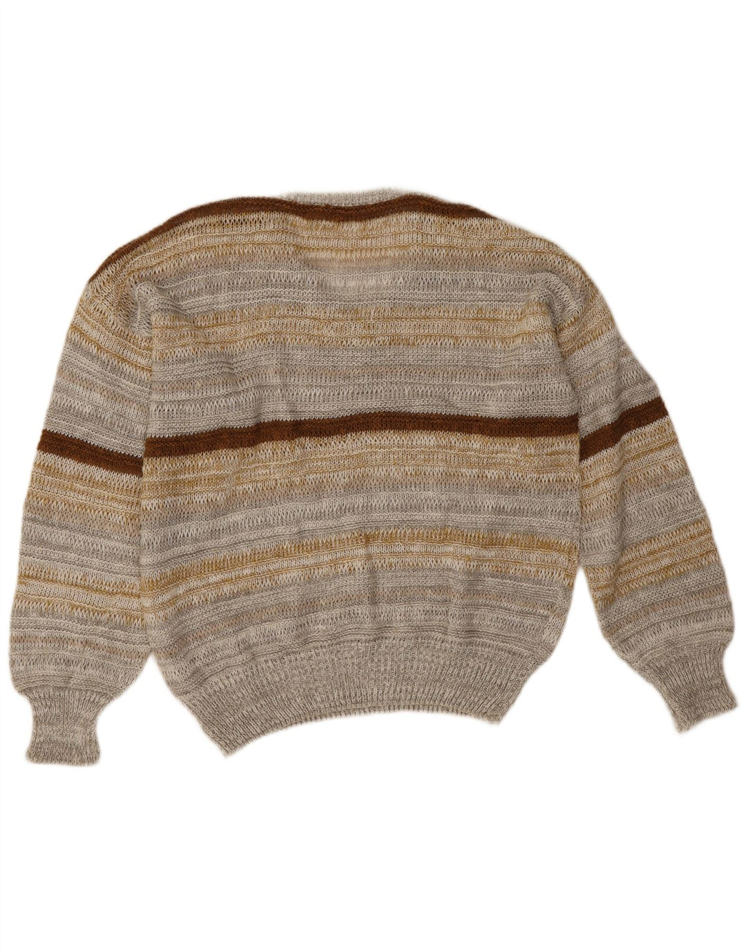 Fiume Herre V-hals sweater Stor grå stribet hør