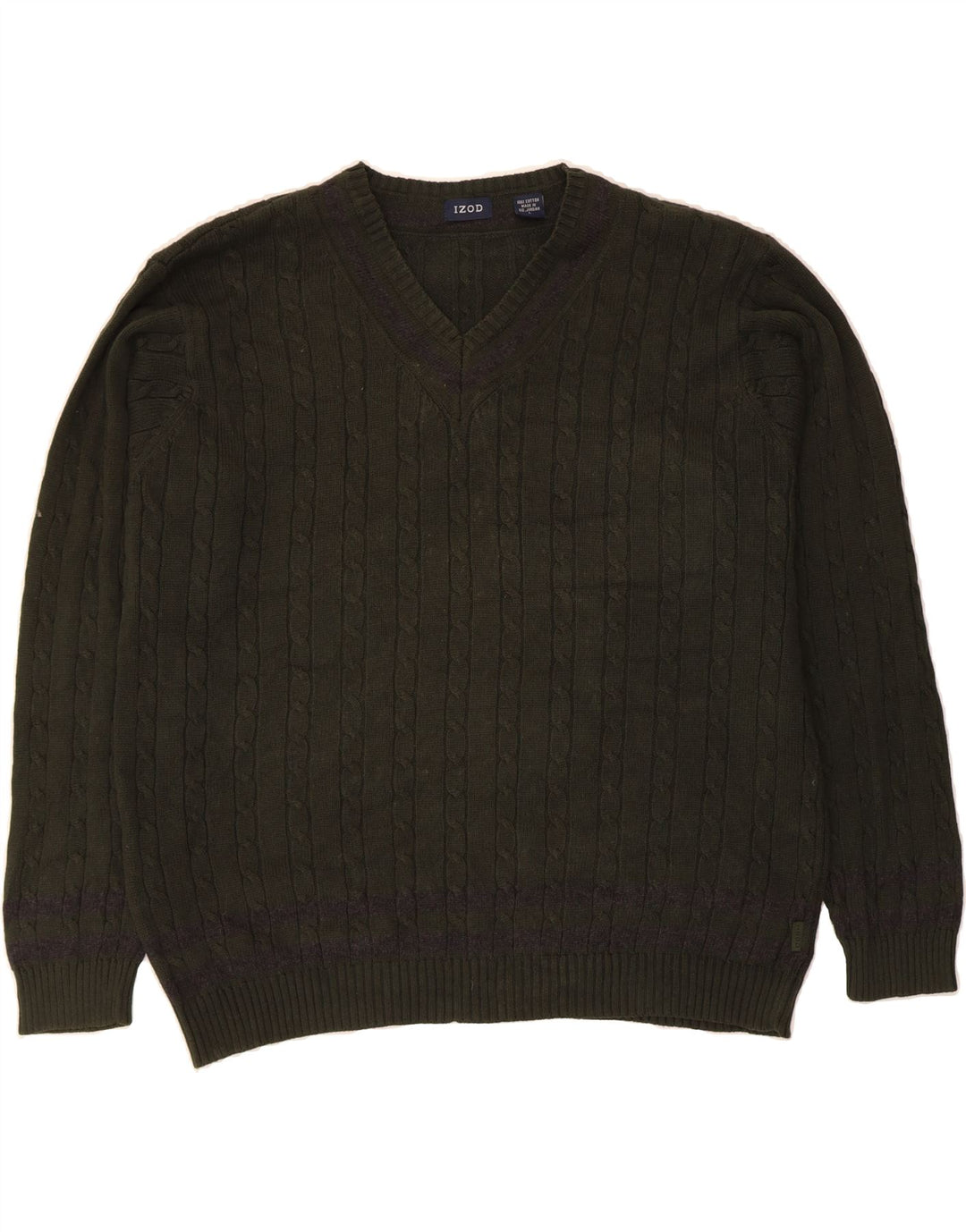 IZOD Herre V-hals sweater Stor grøn bomuld