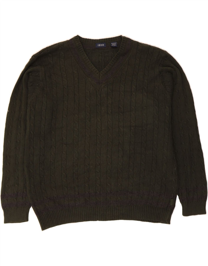 IZOD Herre V-hals sweater Stor grøn bomuld