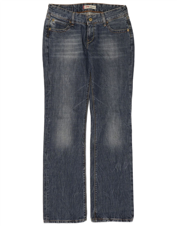 LEVI'S Dame 570 Straight Jeans W30 L34 Blå Bomuld