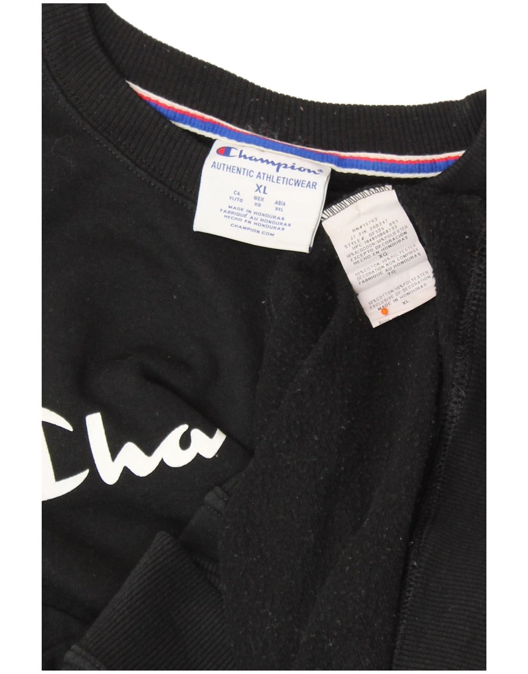 CHAMPION Dame Grafisk Oversized Sweatshirt Jumper UK 18 XL Sort