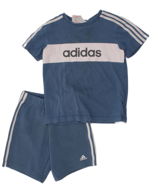 ADIDAS Boys Graphic 2-delt sæt 3-4 år Blå Colourblock Bomuld