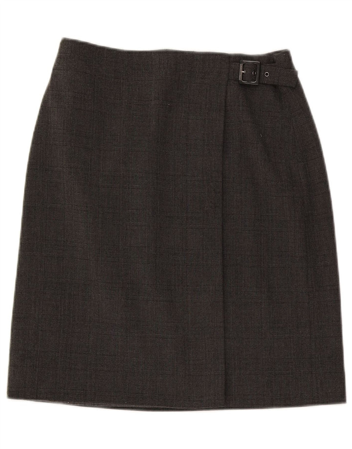 Armani Wrap-nederdel til kvinder US 6 Medium W28 Grå ternet polyester