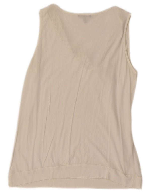 Massimo Dutti Dame ærmeløs bluse Top UK 12 Medium White Polka Dot