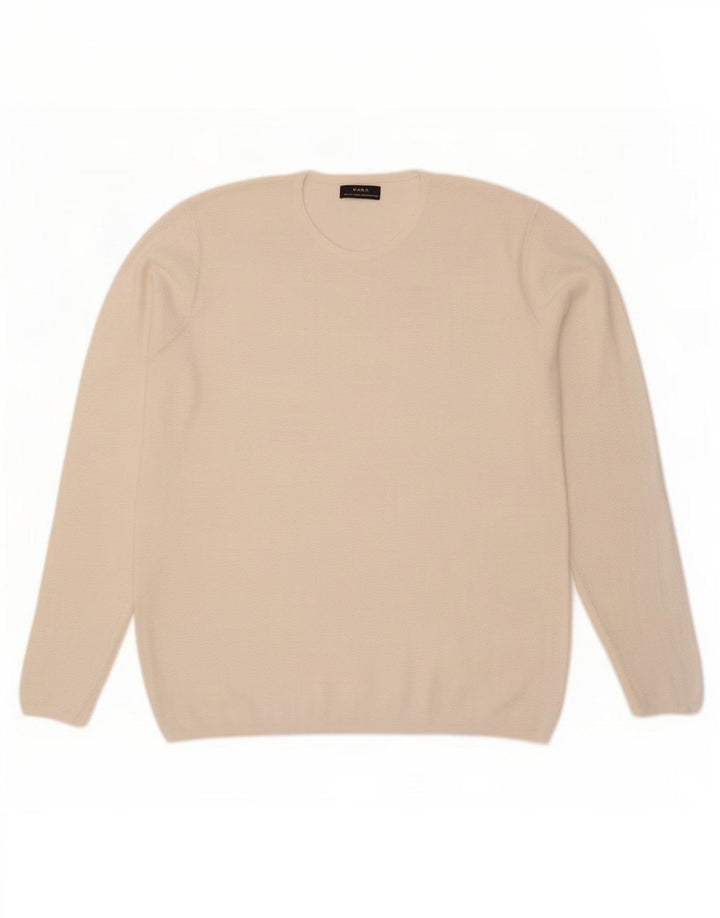 Zara Herre Crew Neck trøje Sweater Large White Viscose