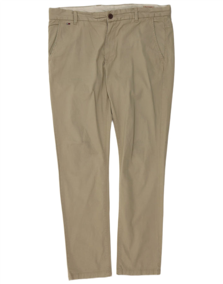 Tommy Hilfiger Herre Slim Chino Bukser W36 L32 Khaki Bomuld