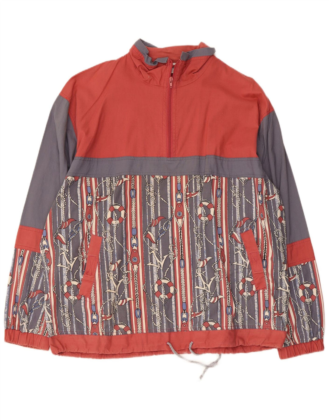 SHAMP Mens Abstract Pattern Bomber Jacket UK 40 Large Red Colourblock