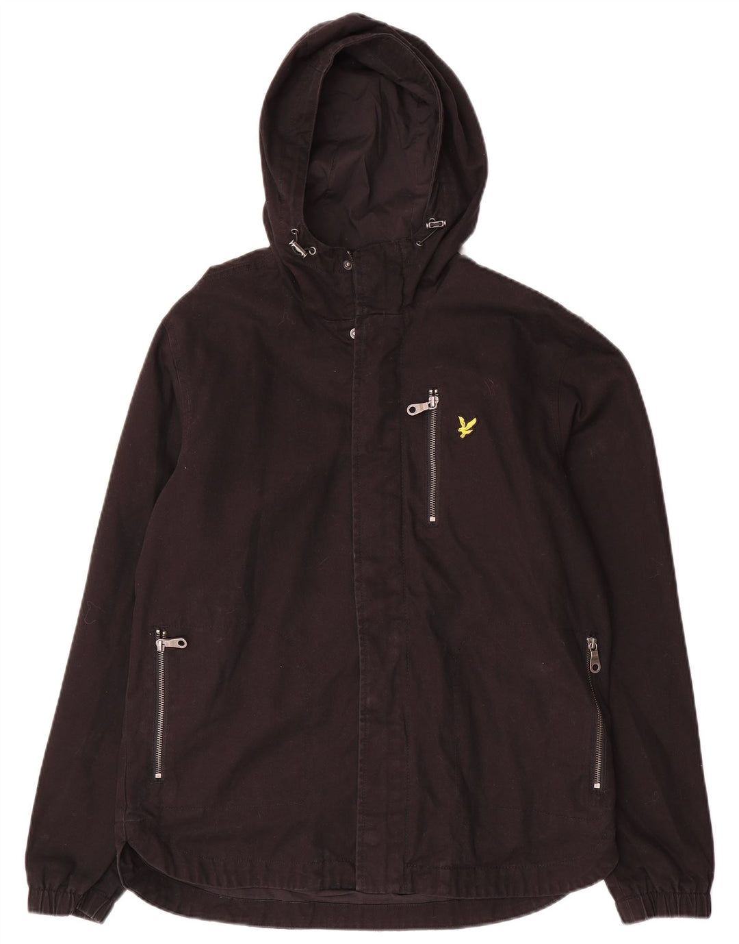 Lyle & Scott Herre Hooded Bomber Jacket UK 38 Medium Black Bomuld