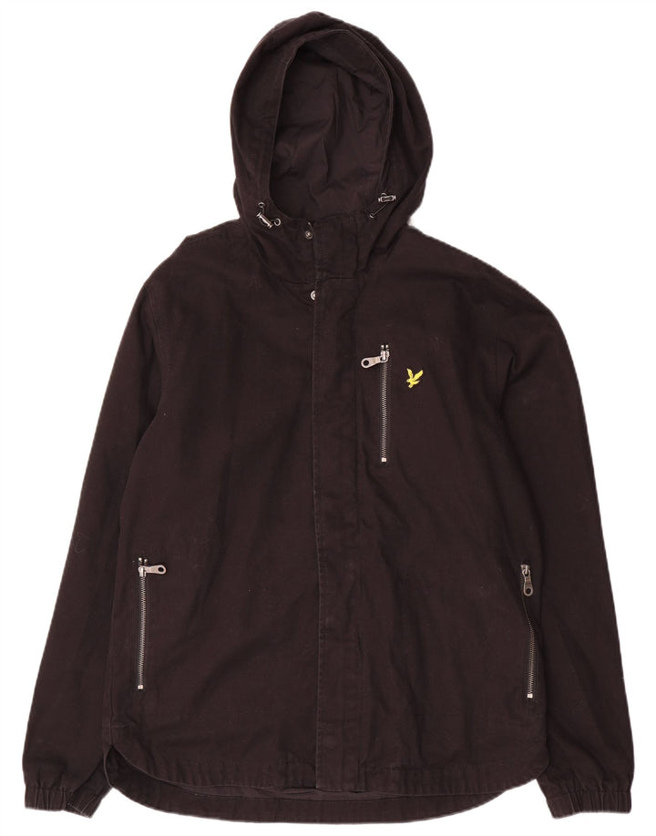 Lyle & Scott Herre Hooded Bomber Jacket UK 38 Medium Black Bomuld