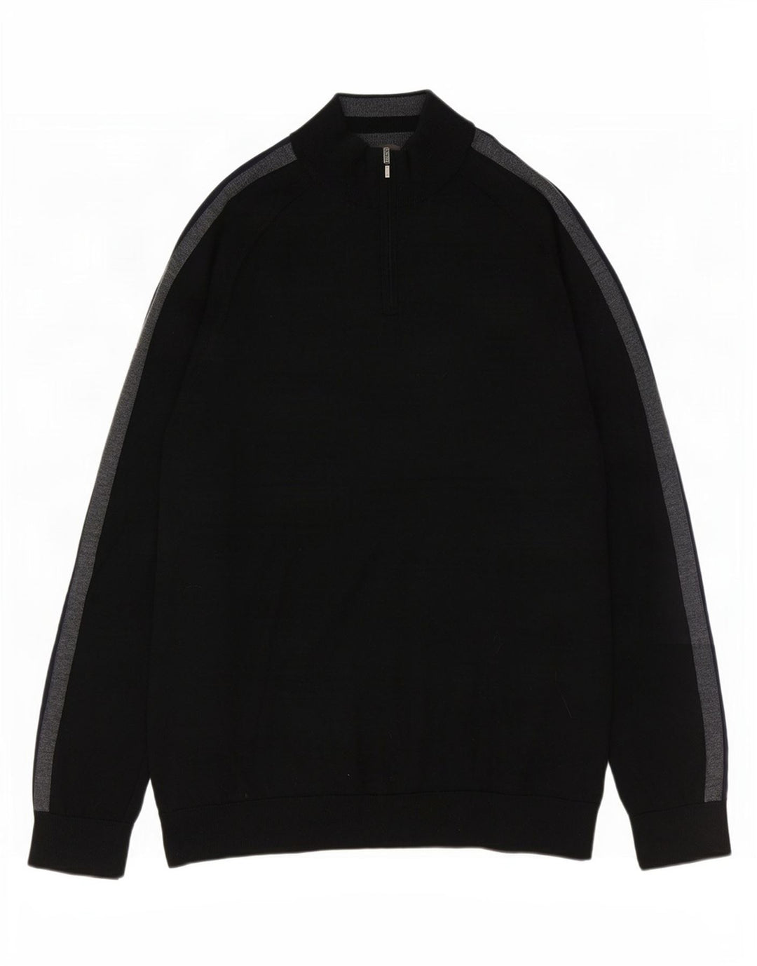 Marks & Spencer Herre Zip Neck Sweater XL Sort Colourblock